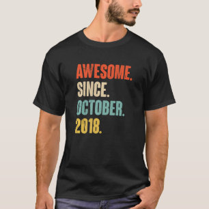 4 Year Old 4th Birthday Awesome Since October 201 T-Shirt