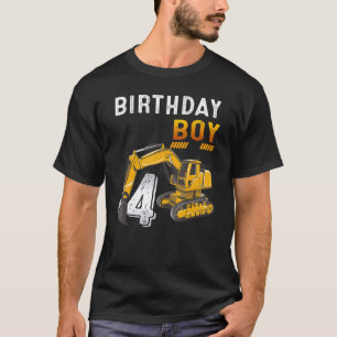 4 Year Old 4th Birthday Construction Vehicle Excav T-Shirt