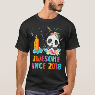 4 Year Old Awesome since 2018 4th Birthday Panda U T-Shirt