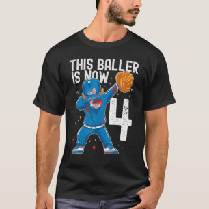 4 Year Old Baseball Birthday 4th Baller Player Tod T-Shirt