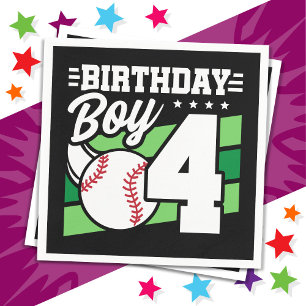 4 Year Old Baseball Party Theme 4th Birthday Boy Napkin