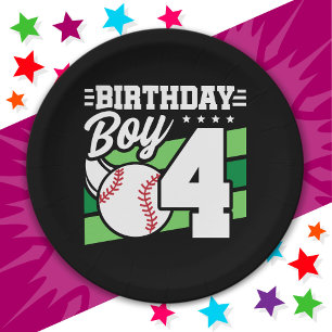 4 Year Old Baseball Party Theme 4th Birthday Boy Paper Plate