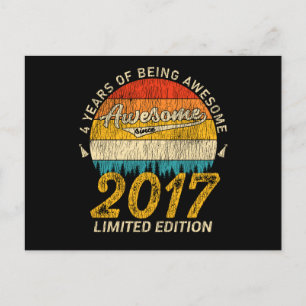 4 Year Old Bday 2017 Awesome Since 4th Birthday Postcard
