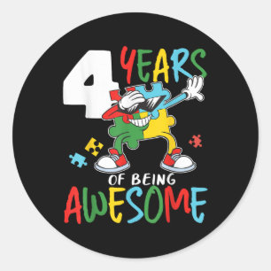 4 Year Old Birthday Autistic Boys Girl Autism Awar Classic Round Sticker
