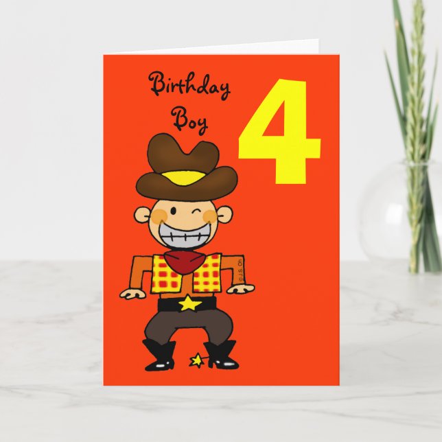 4 year old birthday boy card (Front)