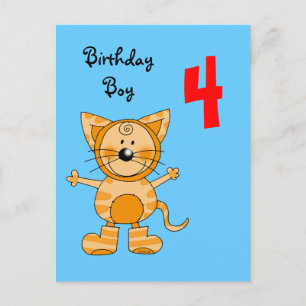 4 year old birthday boy postcard