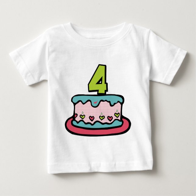 4 Year Old Birthday Cake Baby T-Shirt (Front)
