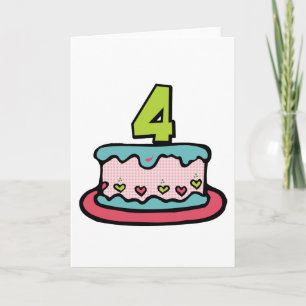 4 Year Old Birthday Cake Card