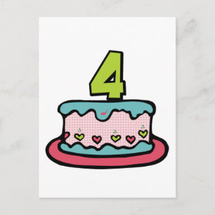 4 Year Old Birthday Cake Postcard
