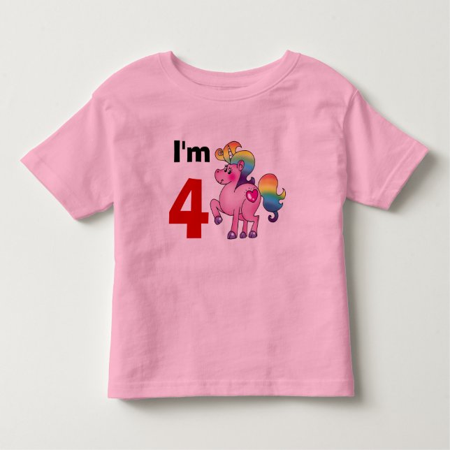 4 year old birthday girl gift ( unicorn pony ) toddler T-Shirt (Front)
