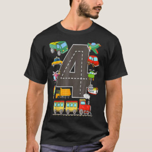 4 Year Old Birthday Transportation Birthday 4th Bo T-Shirt