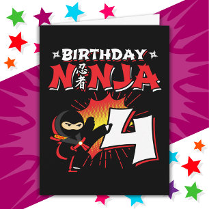 4 Year Old Comic Book Style Ninja 4th Birthday Card