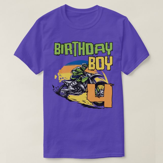 4 Year Old Dirt Bike Birthday Party Motocross MX 4 T-Shirt (Design Front)
