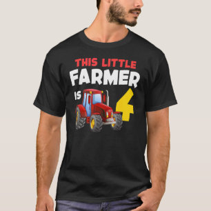 4 Year Old Farm Tractor Farmer 4th Birthday Party T-Shirt