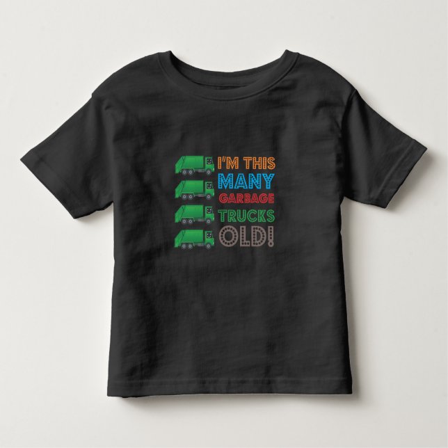4 Year Old Garbage Boy Truck 4th Birthday Toddler T-Shirt (Front)