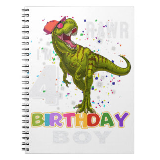 4 Year Old Gifts Kids 4th Birthday Boy Dinosaur Ra Notebook