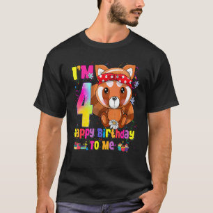 4 Year Old Girl Princess Little Red Panda 4th Bi T-Shirt