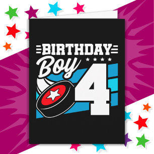 4 Year Old Hockey Party Theme 4th Birthday Boy Card