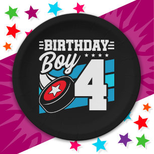 4 Year Old Hockey Party Theme 4th Birthday Boy Paper Plate