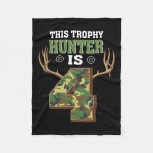 4 Year Old Hunting 4th Birthday Party Deer Hunter Fleece Blanket