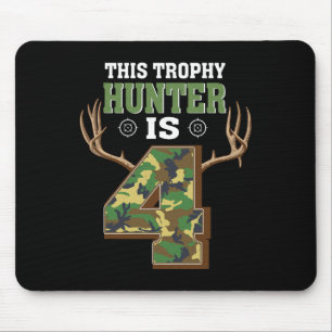 4 Year Old Hunting 4th Birthday Party Deer Hunter Mouse Pad