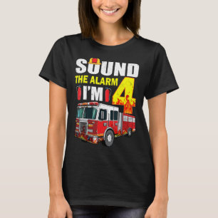 4 Year Old It's My 4th Birthday Boy Fire Truck Fir T-Shirt