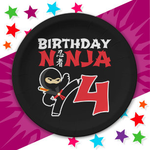 4 Year Old Karate Ninja Party Kids 4th Birthday Paper Plate