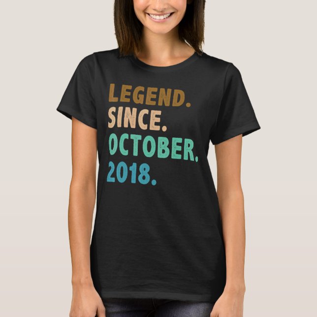 4 Year Old  Legend Since October 2018 4th Birthday T-Shirt (Front)
