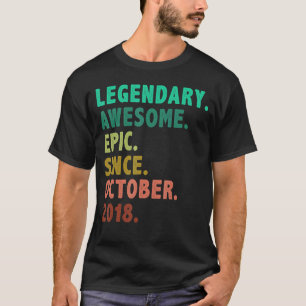 4 Year Old Legend Since October 2018 4th Birthday T-Shirt