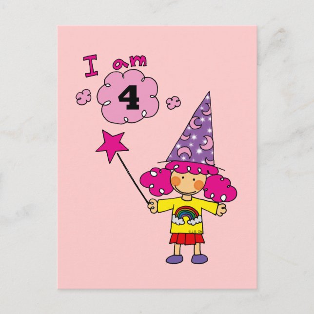 4 year old magician girl postcard (Front)