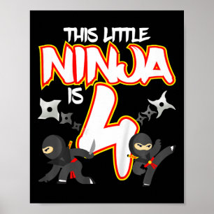 4 Year Old Ninja Birthday Party Martial Arts Karat Poster