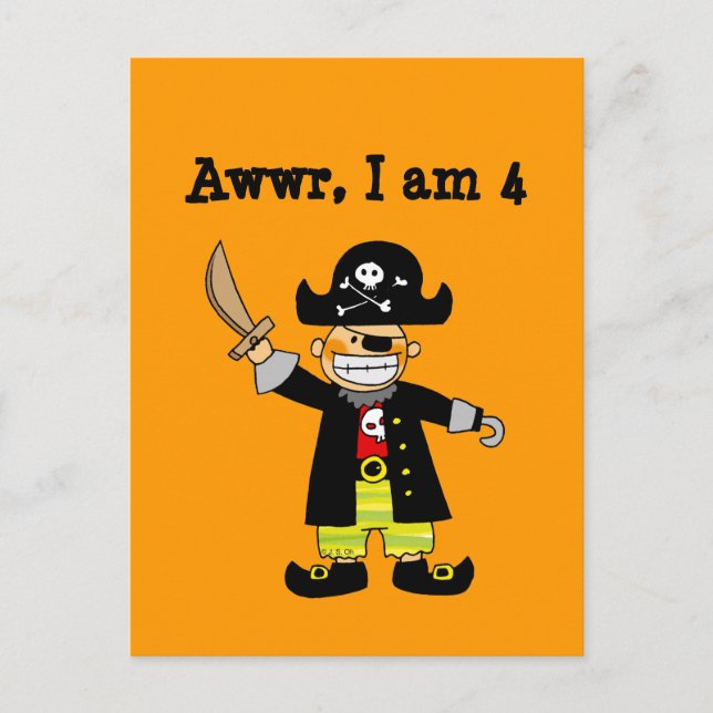 4 year old pirate boy postcard (Front)