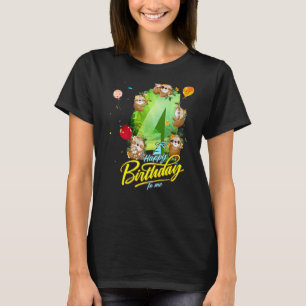 4 Year Old Sloth Birthday Girl 4th Girls Teens Slo T-Shirt
