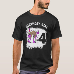 4 Year Old Sloth Girl Party Sloth Lover 4rd Birthd T-Shirt
