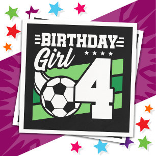 4 Year Old Soccer Football Party 4th Birthday Girl Napkin