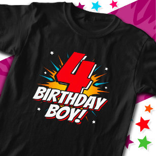 4 Year Old Superhero Birthday Boy 4th Birthday T-Shirt