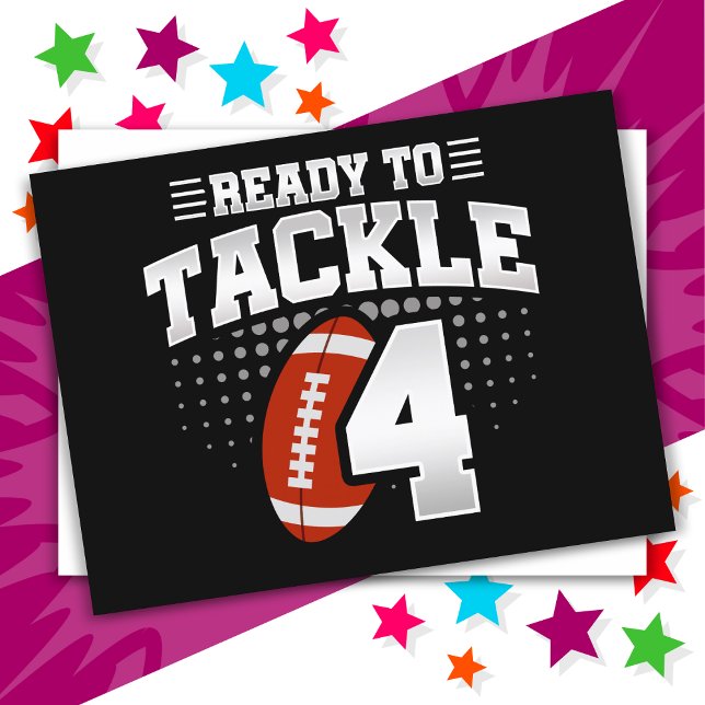 4 Year Old Tackle Football Party Kids 4th Birthday Postcard (Creator Uploaded)