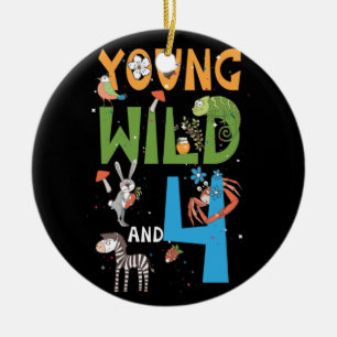 4 Year Old Zoo Birthday Safari Jungle Animal 2nd Ceramic Ornament