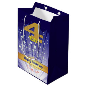 4 Year Recovery Anniversary Bold Numeral Medium Gift Bag