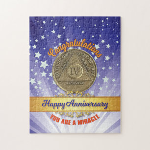 4 Year Recovery Coin Anniversary You Are A Miracle Jigsaw Puzzle