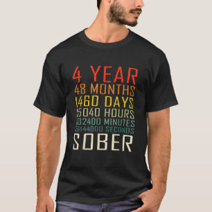 4 Year Sobriety Anniversary Vintage 4 Years Sober  T-Shirt