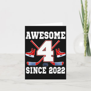 4 Years Awesome Since 2022 Hockey Theme Birthday 1 Card