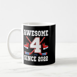 4 Years Awesome Since 2022 Hockey Theme Birthday 1 Coffee Mug
