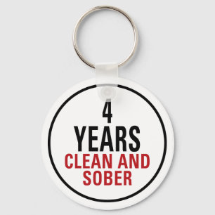 4 Years Clean and Sober Key Ring