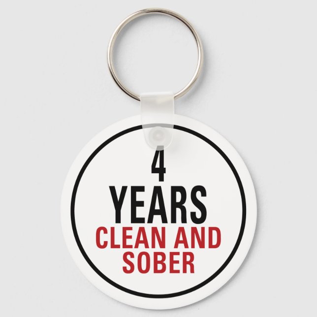 4 Years Clean and Sober Key Ring (Front)