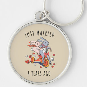 4 Years Just married 4th Year Anniversary Gift Key Ring