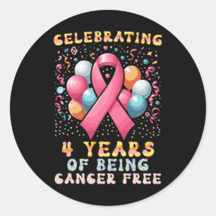 4 Years Of Being Cancer Free Breast Cancer Classic Round Sticker