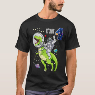4 Years Old 4th Birthday Boy Astronaut Riding T Re T-Shirt