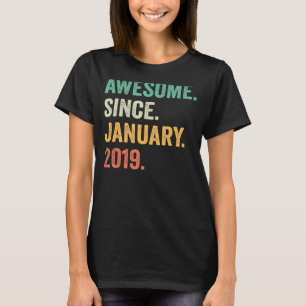 4 Years Old 4th Birthday Boy Awesome Since Januar T-Shirt
