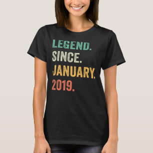 4 Years Old 4th Birthday Boy Legend Since January T-Shirt